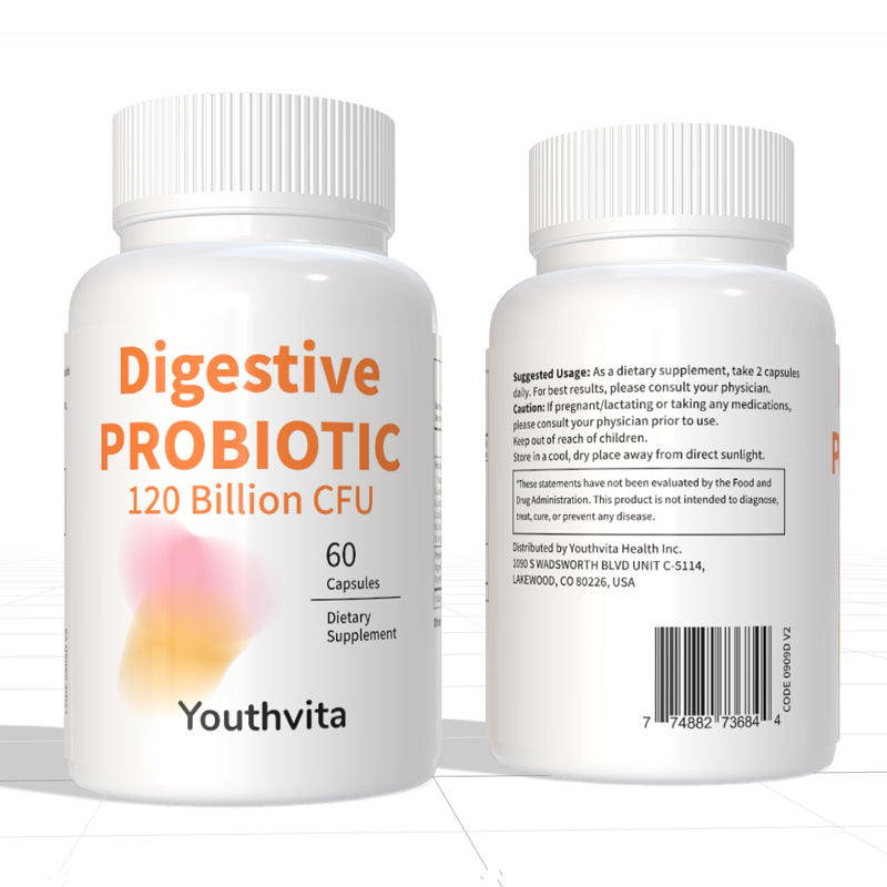 Probiotics with Prebiotics, 120 Billion CFU, for Gut Health & Digestive Support, Probiotics for Women & Men, 60 Capsules