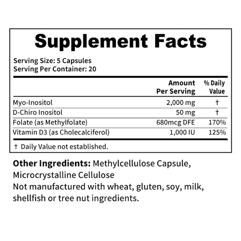 Myo-Inositol & D-Chiro Inositol Supplement for Women | Fertility Supplements for Hormonal Balance & Ovarian Health Support | Myoinositol | Ideal 40:1 Ratio | 20 Servings