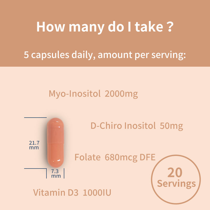 Myo-Inositol & D-Chiro Inositol Supplement for Women | Fertility Supplements for Hormonal Balance & Ovarian Health Support | Myoinositol | Ideal 40:1 Ratio | 20 Servings