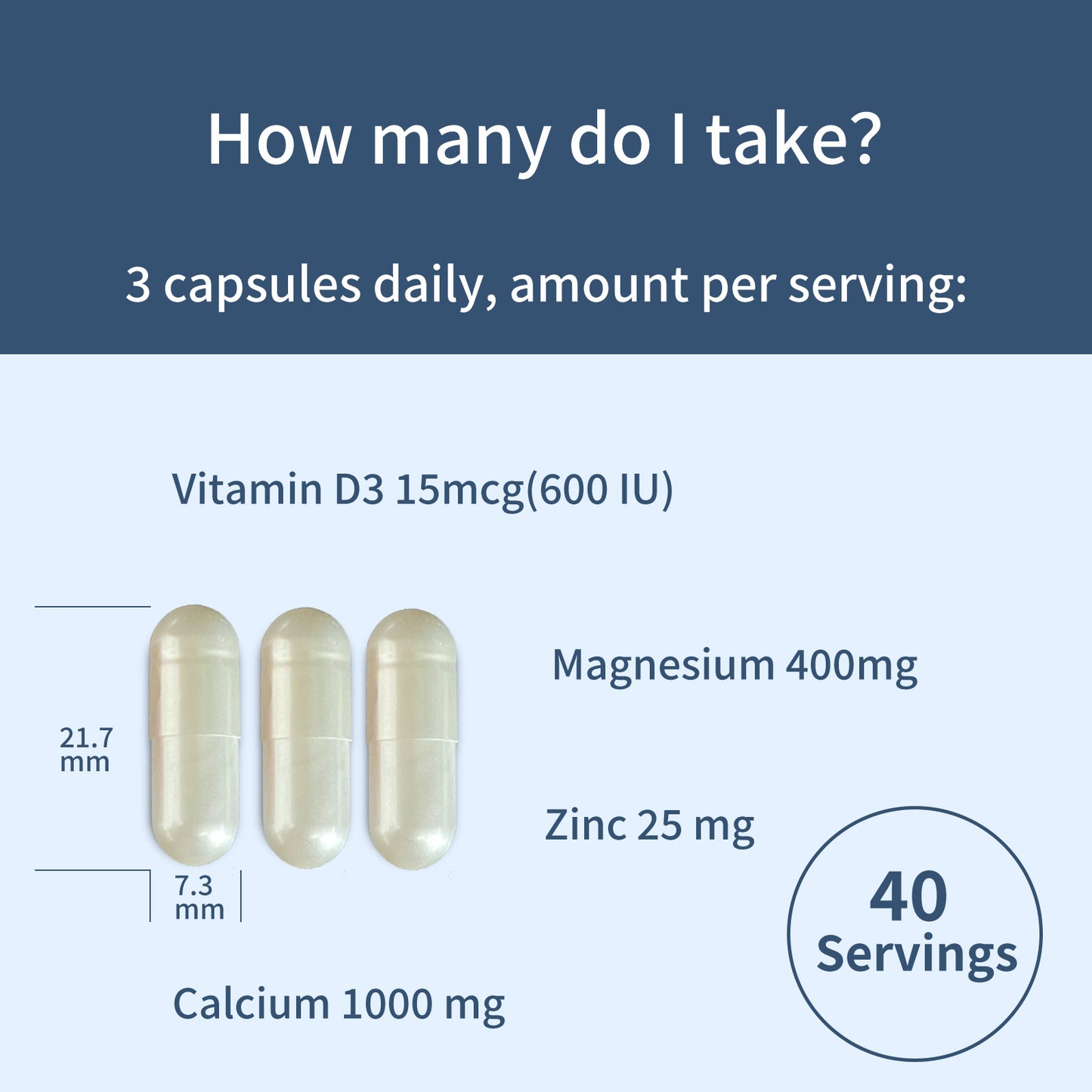 Calcium Magnesium Zinc VitaminD3 Capsules, Support Immune & Bone Health, 120 Count