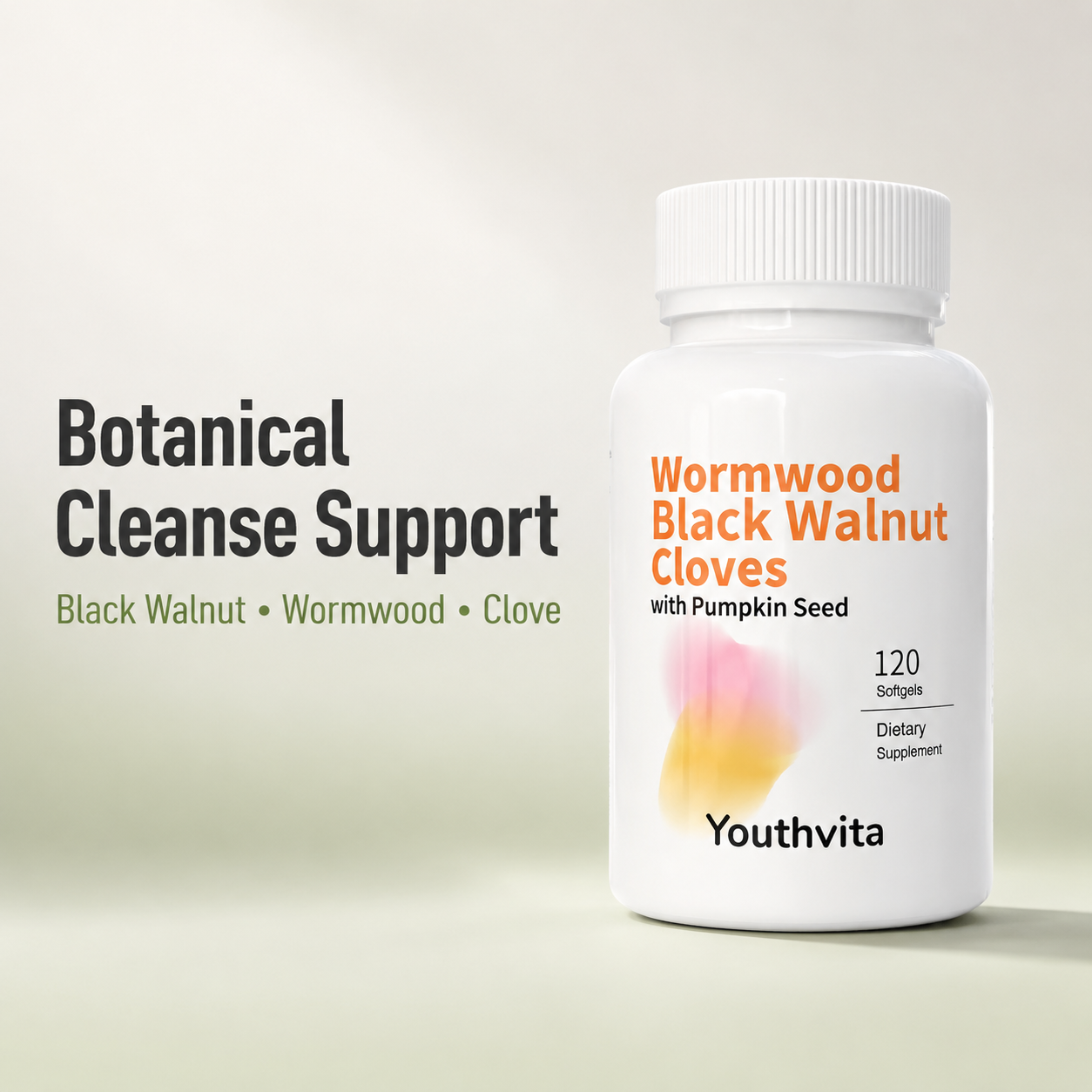 Youthvita Wormwood Black Walnut Cloves with Pumpkin Seed, 120 Softgels