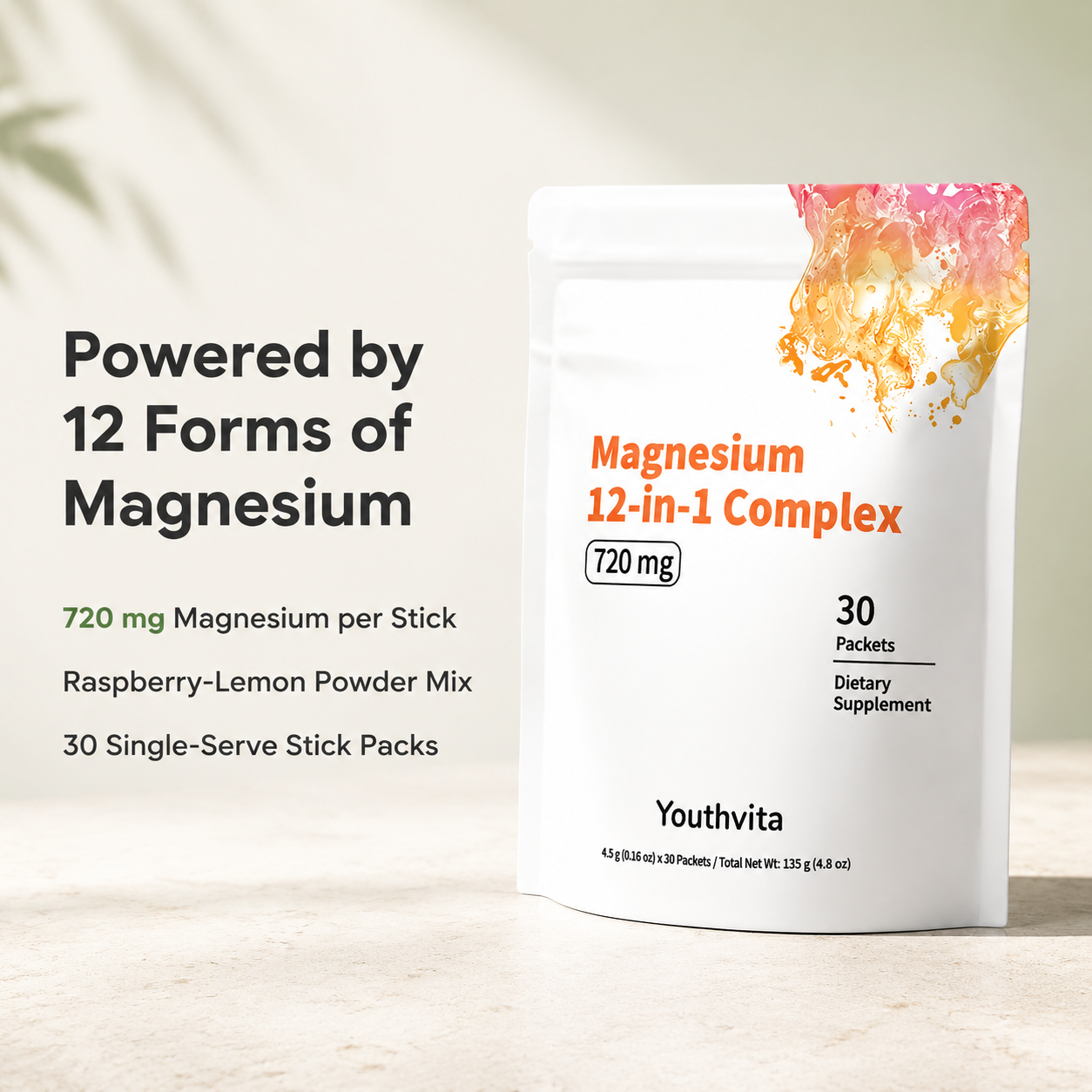 Youthvita Magnesium 12-in-1 Complex 720 mg, 30 Packets