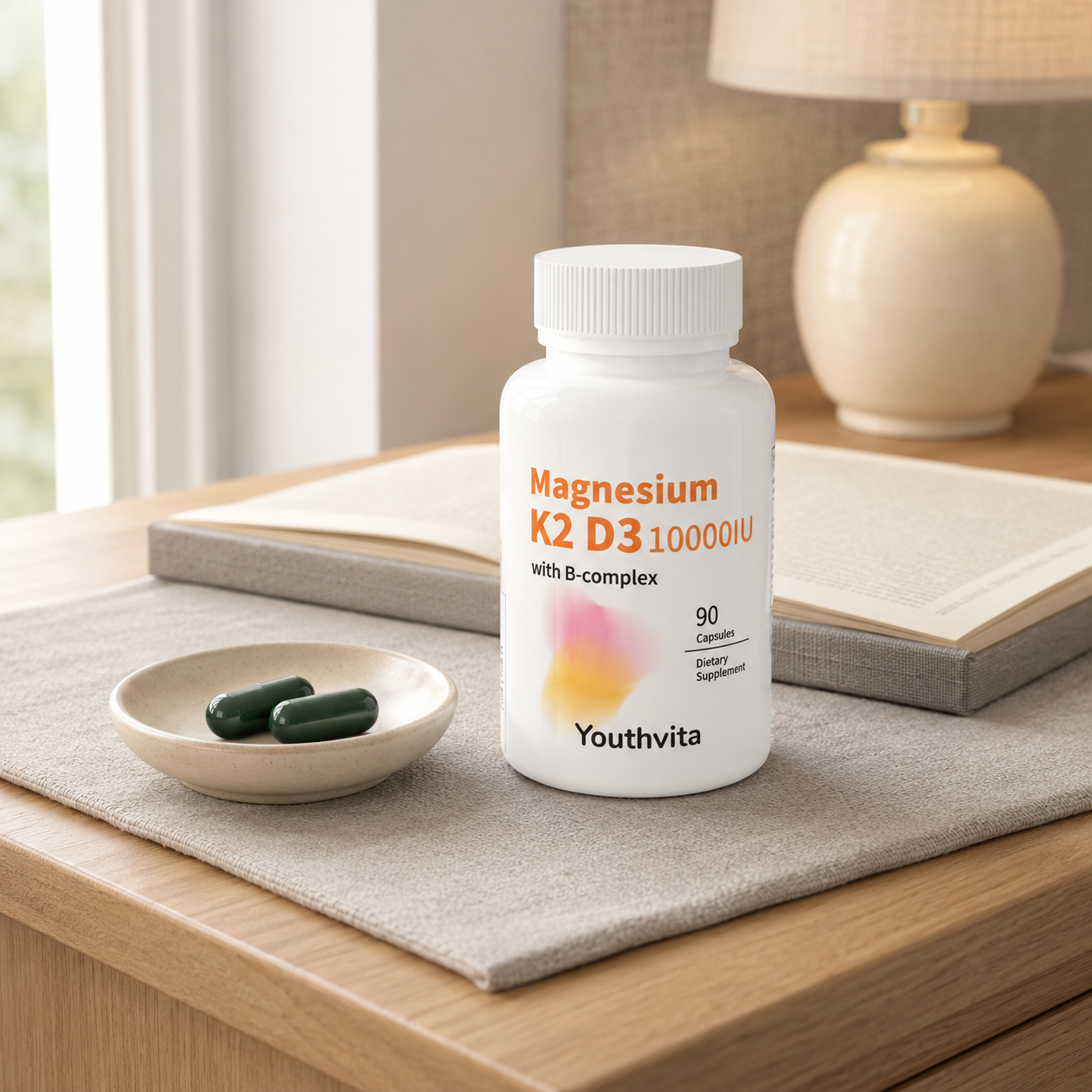 Youthvita Magnesium K2 D3 10000 IU with B-Complex, 90 Capsules