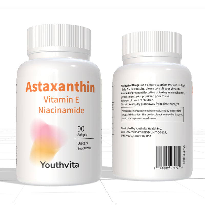 Astaxanthin 12mg, 90 Softgels, Premium Astaxanthin Antioxidant Supplements, 90 softgels
