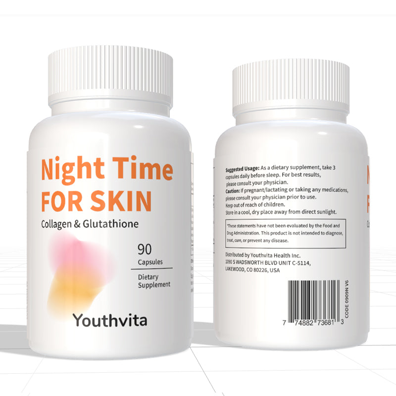 Collagen Peptides L-Glutathione Vitamin C GABA Astaxanthin Vitamin E,Support Skin Health,90 Capsules