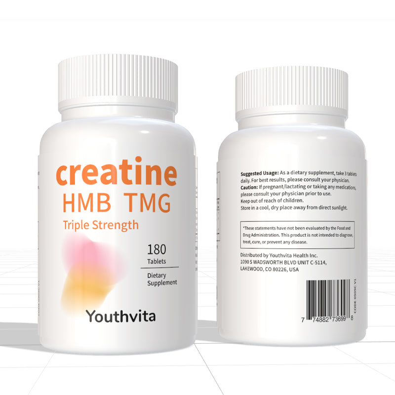 Micronized Creatine Monohydrate with HMB & TMG Support Muscle Growth, Athletic Performance, 180 Tablets