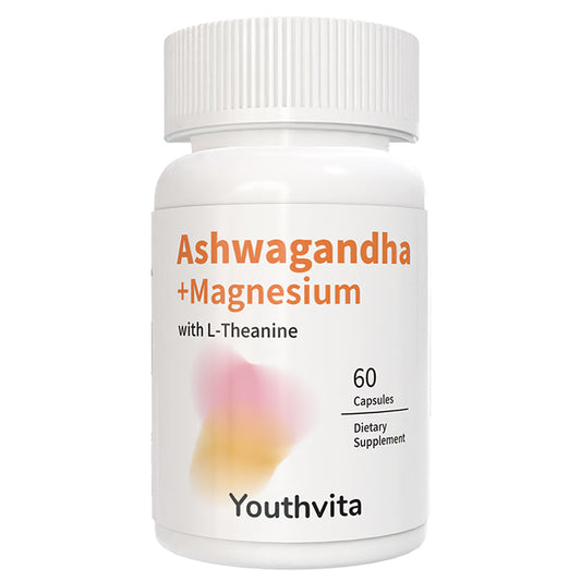 Ashwagandha Supplement with magnesium glycinate, L-Theanine | 60 Capsules | for Women and Men | Herbal Root Extract | Non-GMO, Gluten Free