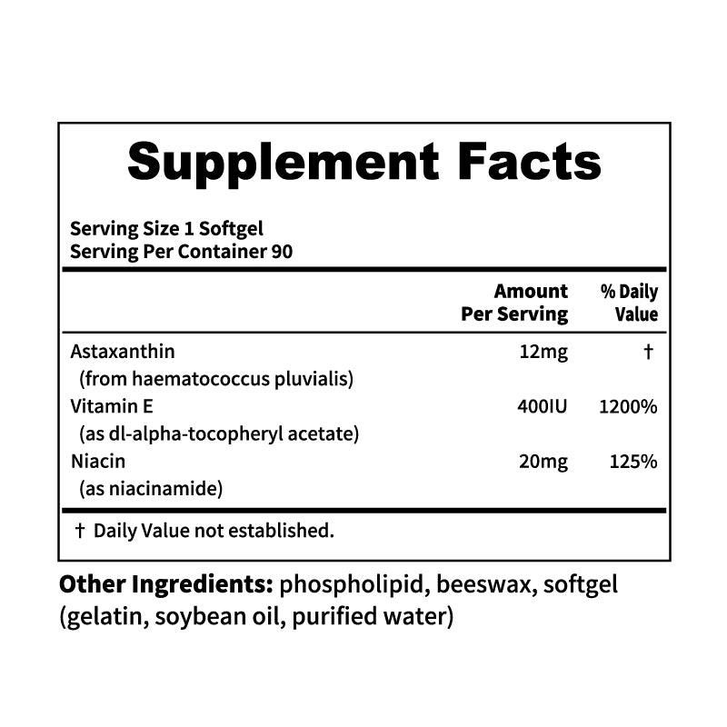 Astaxanthin 12mg, 90 Softgels, Premium Astaxanthin Antioxidant Supplements, 90 softgels