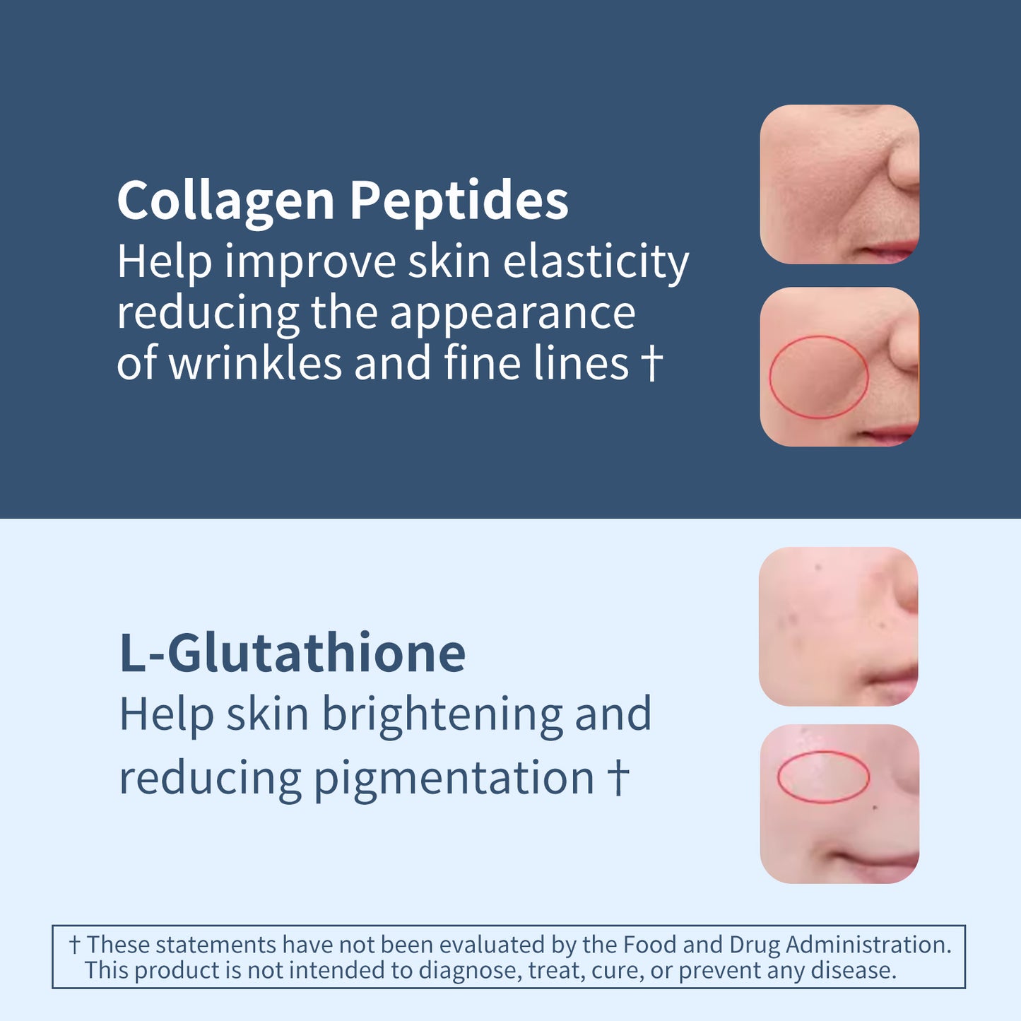 Collagen Peptides L-Glutathione Vitamin C GABA Astaxanthin Vitamin E,Support Skin Health,90 Capsules