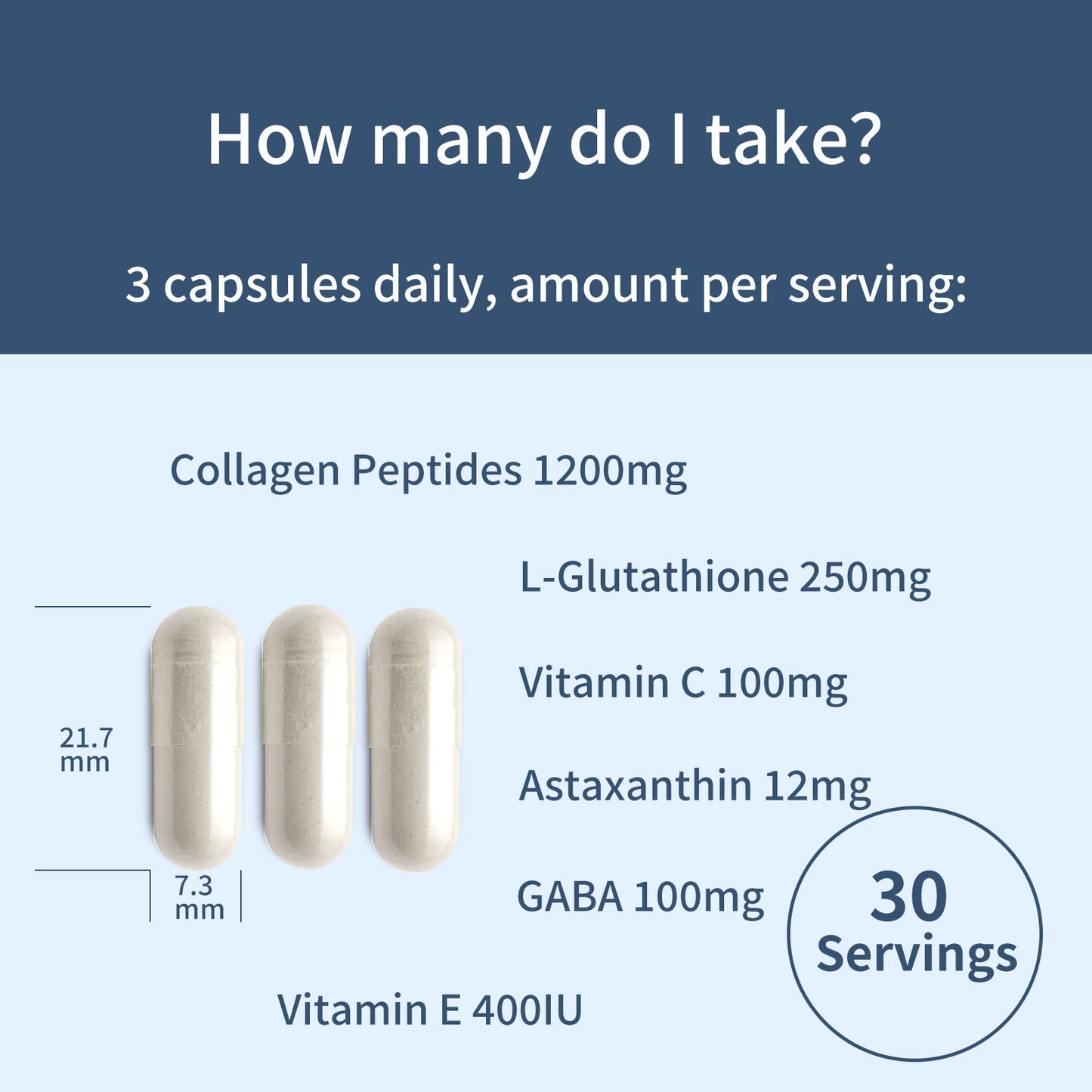 Collagen Peptides L-Glutathione Vitamin C GABA Astaxanthin Vitamin E,Support Skin Health,90 Capsules